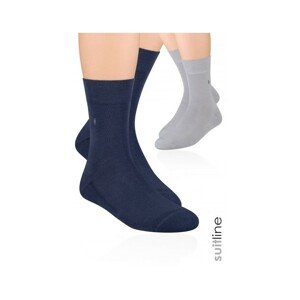 Steven art.003 Pánské ponožky, polofroté, Světle šedá, modrá tmavá