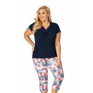 Donna Mila 3/4 Dámské pyžamo Size Plus, 5XL, modrá/vzor