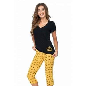 Donna Princessa 3/4 Dámské pyžamo, XL, černo-žlutá