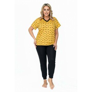 Donna Queen Dámské pyžamo Size Plus, 6XL, žluto-černá