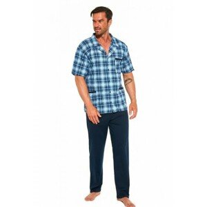 Cornette 318/44 Rozepínané Pánské pyžamo plus size, 4XL, modrá