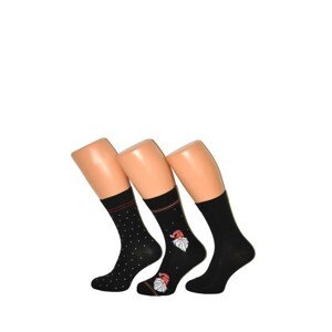 Cornette Premium A47 vánoční A'3 Pánské ponožky, Světle šedá, černá