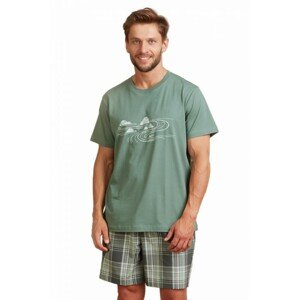 Key MNS 719 A22 Pánské pyžamo, L, zelená-kratka