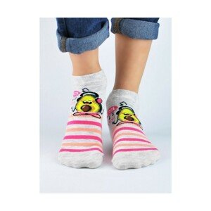 Noviti ST024 Cotton vzor Dětské kotníkové ponožky, 35-38, růžová světlý melanž