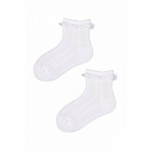 YO! SKL-0008G ažurové 0-9 měsicí Dětské ponožky, 6-9 měsíců, bílá