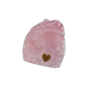 Noviti CP012-Girl velur srdce Dívčí čepice, 46-54 cm, Špinavě růžová