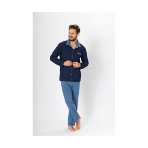 M-Max Norbert 670 tmavě modré-Jeans Pánské pyžamo, L, Granatowo-Jeansowy