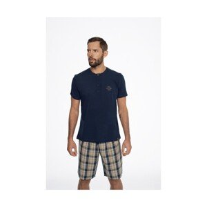 Henderson Ethos 41294-59X Granatowo-Beżowa piżama męska, XL, modro-béžová