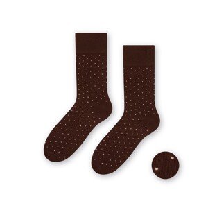 Steven 056 215 vzor hnědé Pánské oblékové ponožky, 42/44, hnědá