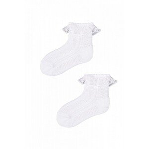 YO! SKL-0009G ažurové 0-9 měsicí Dětské ponožky, 6-9 měsíců, bílá