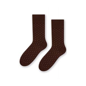 Steven 056 215 vzor hnědé Pánské oblékové ponožky, 45/47, hnědá
