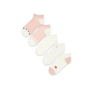 Noviti ST 030 W 01 ecru-růžové Dámské kotníkové ponožky, 36/41, Mix