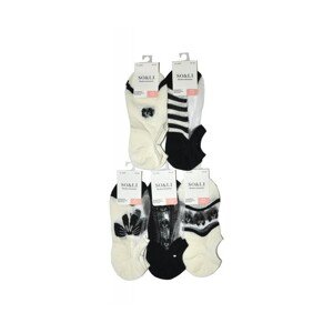 WiK SO&ampLI 6066 G L606 Dámské kotníkové ponožky, 39-42, ecru/black-mix wzór