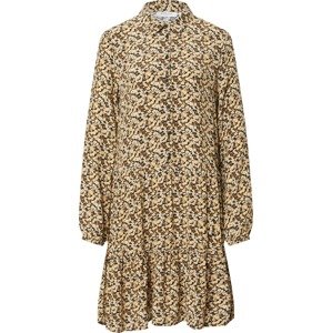 MOSS COPENHAGEN Košilové šaty 'Wilda Morocco' okrová / hořčicová / pastelově žlutá / černá / bílá