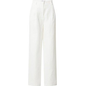 NA-KD Kalhoty se sklady v pase bílá