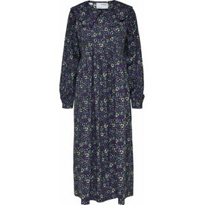 SELECTED FEMME Košilové šaty 'Lafia' béžová / trávově zelená / fialová / černá