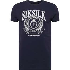 SikSilk Tričko 'Varsity' námořnická modř / bílá