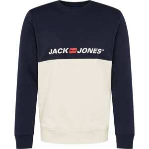 JACK & JONES Mikina námořnická modř / červená / barva bílé vlny