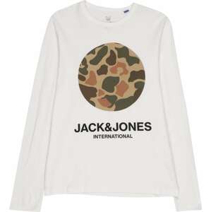 Jack & Jones Junior Tričko písková / hnědá / tmavě zelená / bílá