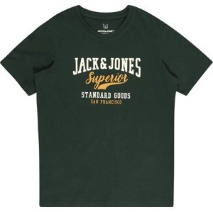 Jack & Jones Junior Tričko tmavě šedá / oranžová / bílá