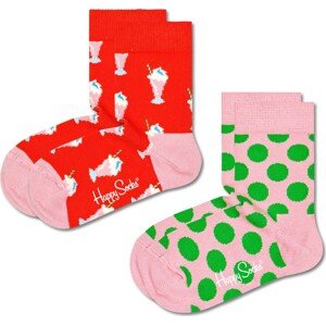 Happy Socks Ponožky trávově zelená / světle růžová / červená / bílá