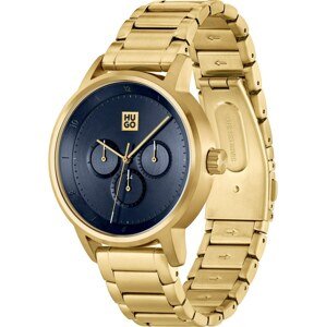 HUGO Analogové hodinky tmavě modrá / zlatá