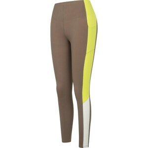 Yvette Sports Sportovní kalhoty 'Carly' tmavě hnědá / žlutá / bílá