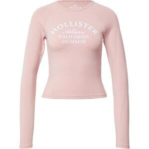 HOLLISTER Tričko pastelově růžová / bílá