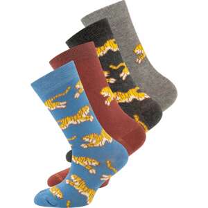 EWERS Ponožky kouřově modrá / šedý melír / pastelově červená / černý melír