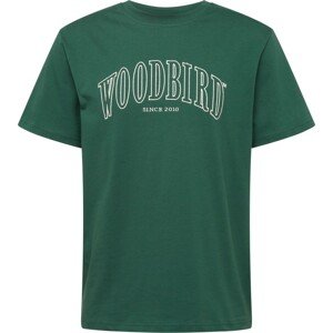 Woodbird Tričko 'Rics' tmavě zelená / bílá