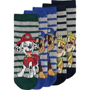 NAME IT Ponožky 'JANIEL PAWPATROL' modrá / šedý melír / zelená / červená / bílá