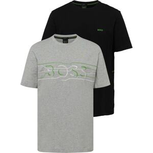 BOSS Green Tričko šedý melír / zelená / černá / offwhite