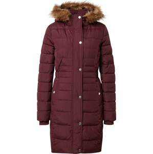 HOLLISTER Zimní kabát světle hnědá / rubínově červená