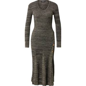 MINKPINK Úpletové šaty 'AEVE' zlatá / khaki / černá