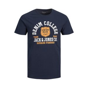 JACK & JONES Tričko marine modrá / zlatě žlutá / tmavě zelená / bílá