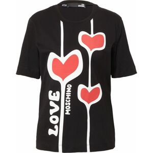 Love Moschino Tričko '3HEARTS' červená / černá / bílá