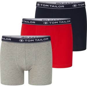 TOM TAILOR Boxerky tmavě modrá / šedý melír / červená / bílá