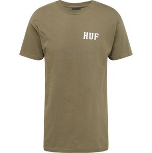 HUF Tričko khaki / bílá