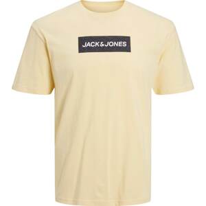 JACK & JONES Tričko světle žlutá / černá / bílá