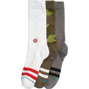 Stance Sportovní ponožky šedá / olivová / světle zelená / červená / bílá