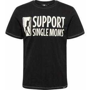 King Kerosin Tričko 'Support Single Moms' béžová / černá