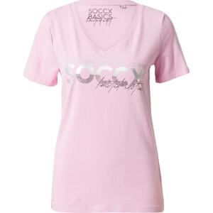Soccx Tričko 'Mary' pastelově růžová / stříbrná / bílá