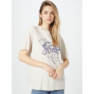Abercrombie & Fitch Oversized tričko krémová / modrá