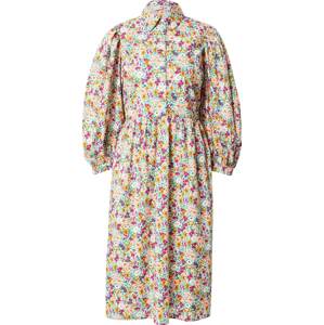 A-VIEW Košilové šaty 'Dagmar' nefritová / tmavě fialová / pitaya / bílá