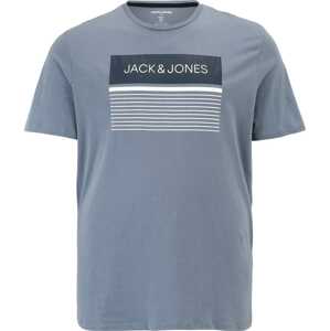 Jack & Jones Plus Tričko 'TRAVIS' námořnická modř / chladná modrá / bílá