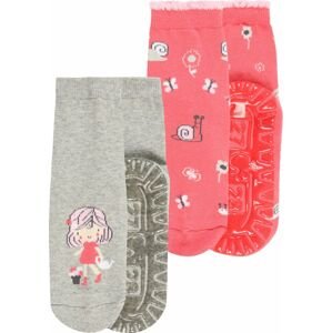 STERNTALER Ponožky 'Fli Fli' šedý melír / pink / růžová / bílá