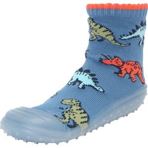 STERNTALER Ponožky 'Dinos' modrá / aqua modrá / olivová / jasně červená