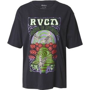 RVCA Tričko 'SWIRL' světle zelená / fialová / červená / černá
