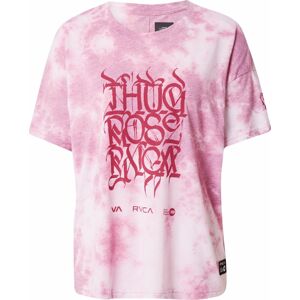 RVCA Tričko 'THUG ROSE' pitaya / světle růžová / bílá
