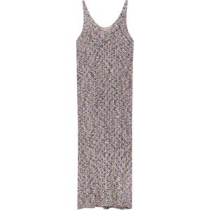 Pull&Bear Úpletové šaty krémová / světle hnědá / tmavě šedá / fialová
